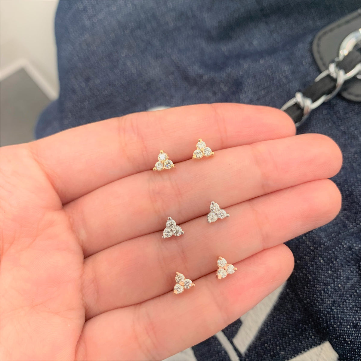 14k White Gold & Diamond Stud Earrings