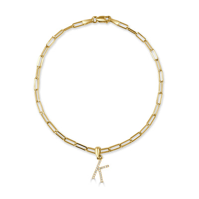 14k Gold & Diamond Initial K Link Bracelet