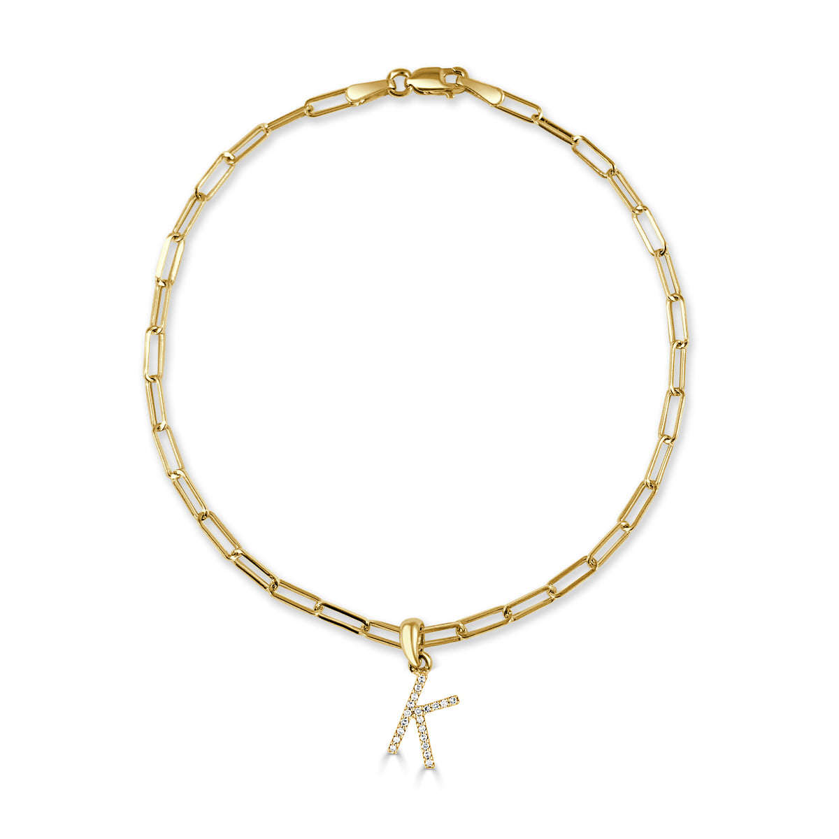 14k Gold & Diamond Initial K Link Bracelet