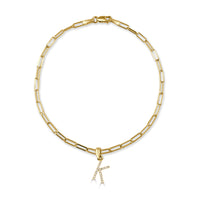 14k Gold & Diamond Initial K Link Bracelet