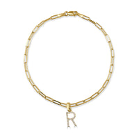 14k Gold & Diamond Initial R Link Bracelet