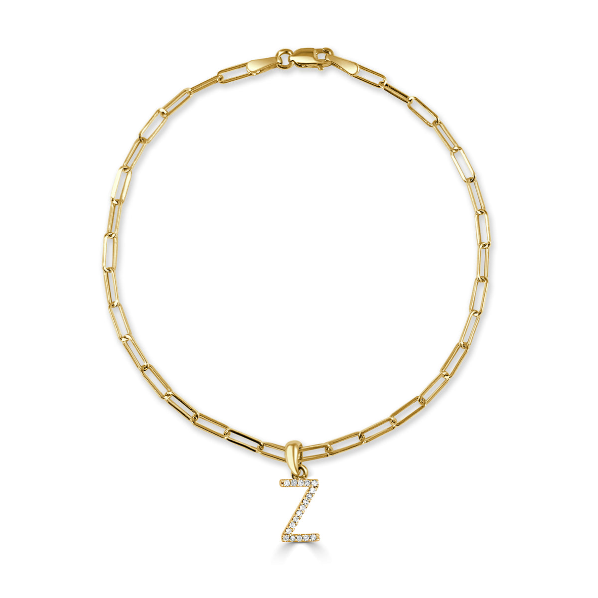 14k Gold & Diamond Initial Z Link Bracelet