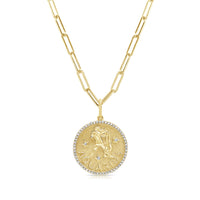 Aquarius Zodiac Diamond Necklace in 14KT Yellow Gold