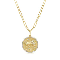 Leo Zodiac Diamond Necklace in 14KT Yellow Gold