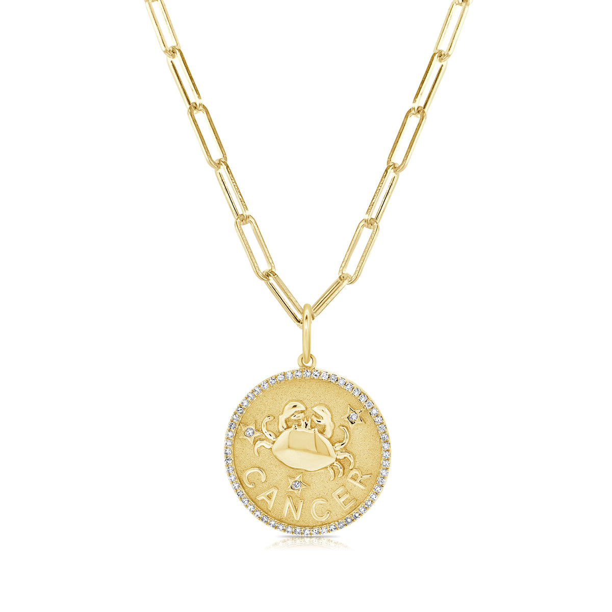 Cancer Zodiac Diamond Necklace in 14KT Yellow Gold