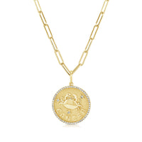 Cancer Zodiac Diamond Necklace in 14KT Yellow Gold