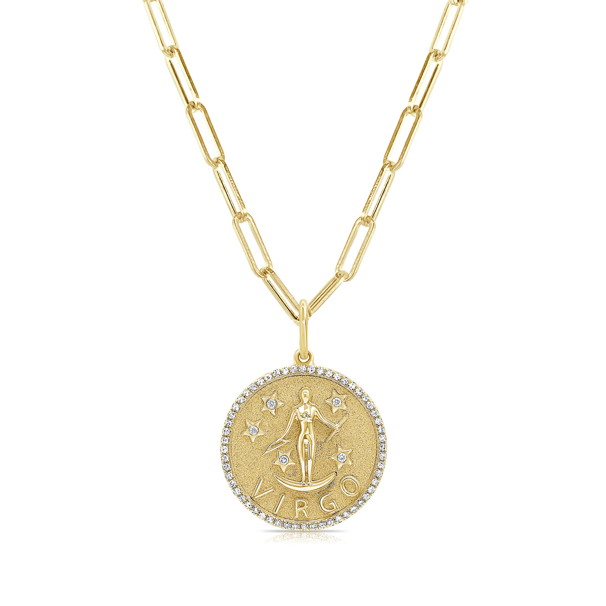 Virgo Zodiac Diamond Necklace in 14KT Yellow Gold