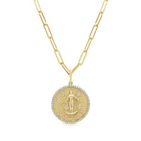 Virgo Zodiac Diamond Necklace in 14KT Yellow Gold