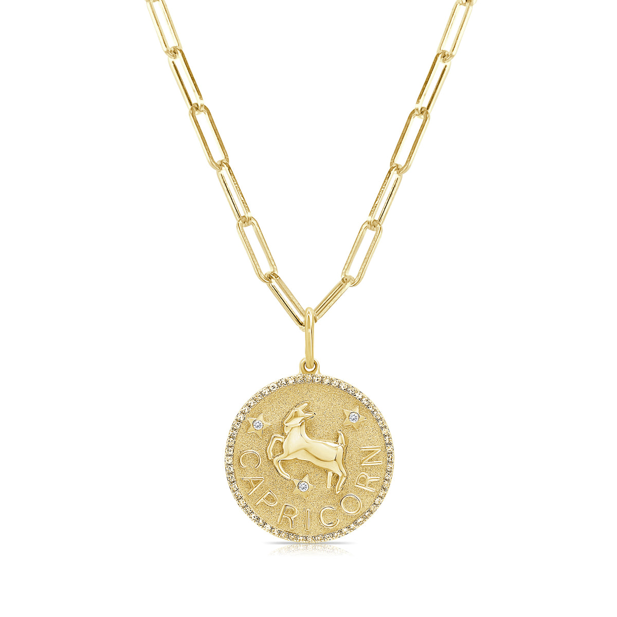 Capricorn Zodiac Diamond Necklace in 14KT Yellow Gold