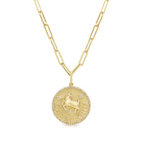 Capricorn Zodiac Diamond Necklace in 14KT Yellow Gold