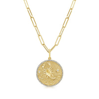 Scorpio Zodiac Diamond Necklace in 14KT Yellow Gold