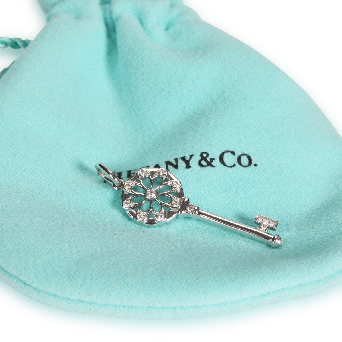 Tiffany & Co. Keys Diamond Charm in 18K White Gold 0.05 CTW