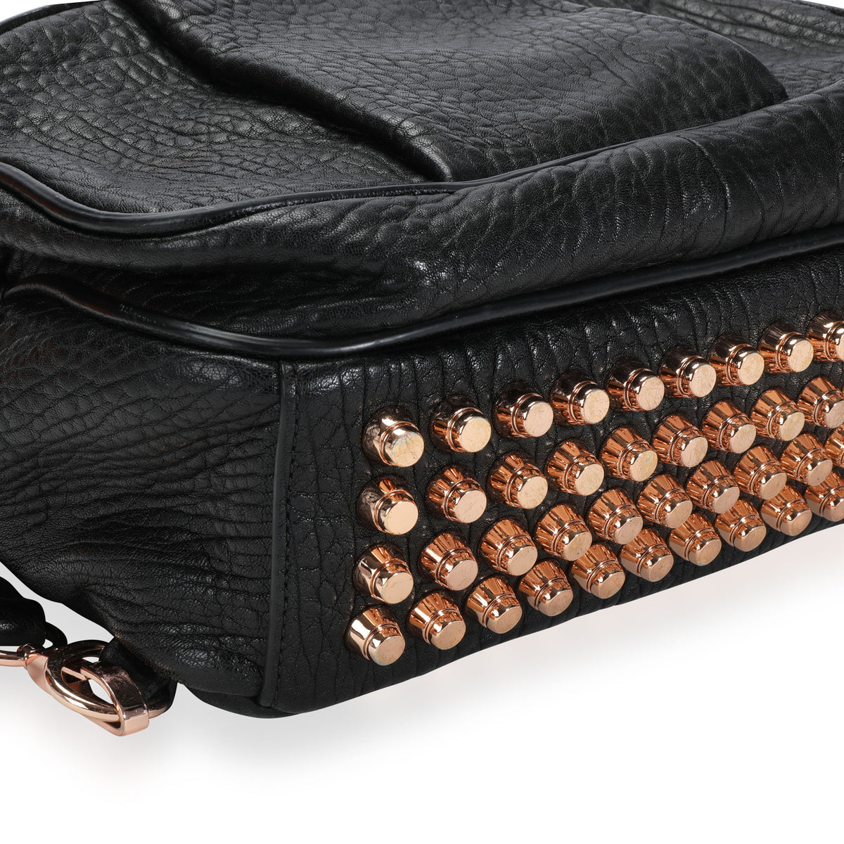 Alexander Wang Black Pebbled Leather Rose Gold-Studded Dumbo Backpack Alexander Wang Black Pebbled Leather Rose Gold-Studded Dumbo Backpack