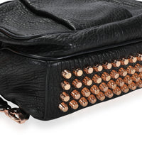 Alexander Wang Black Pebbled Leather Rose Gold-Studded Dumbo Backpack | myGemma
