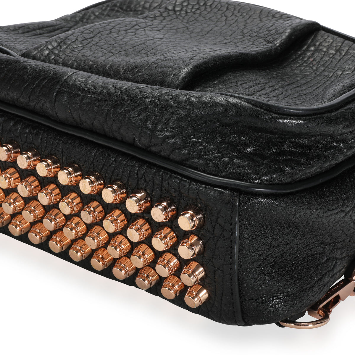 Alexander Wang Black Pebbled Leather Rose Gold-Studded Dumbo Backpack Alexander Wang Black Pebbled Leather Rose Gold-Studded Dumbo Backpack