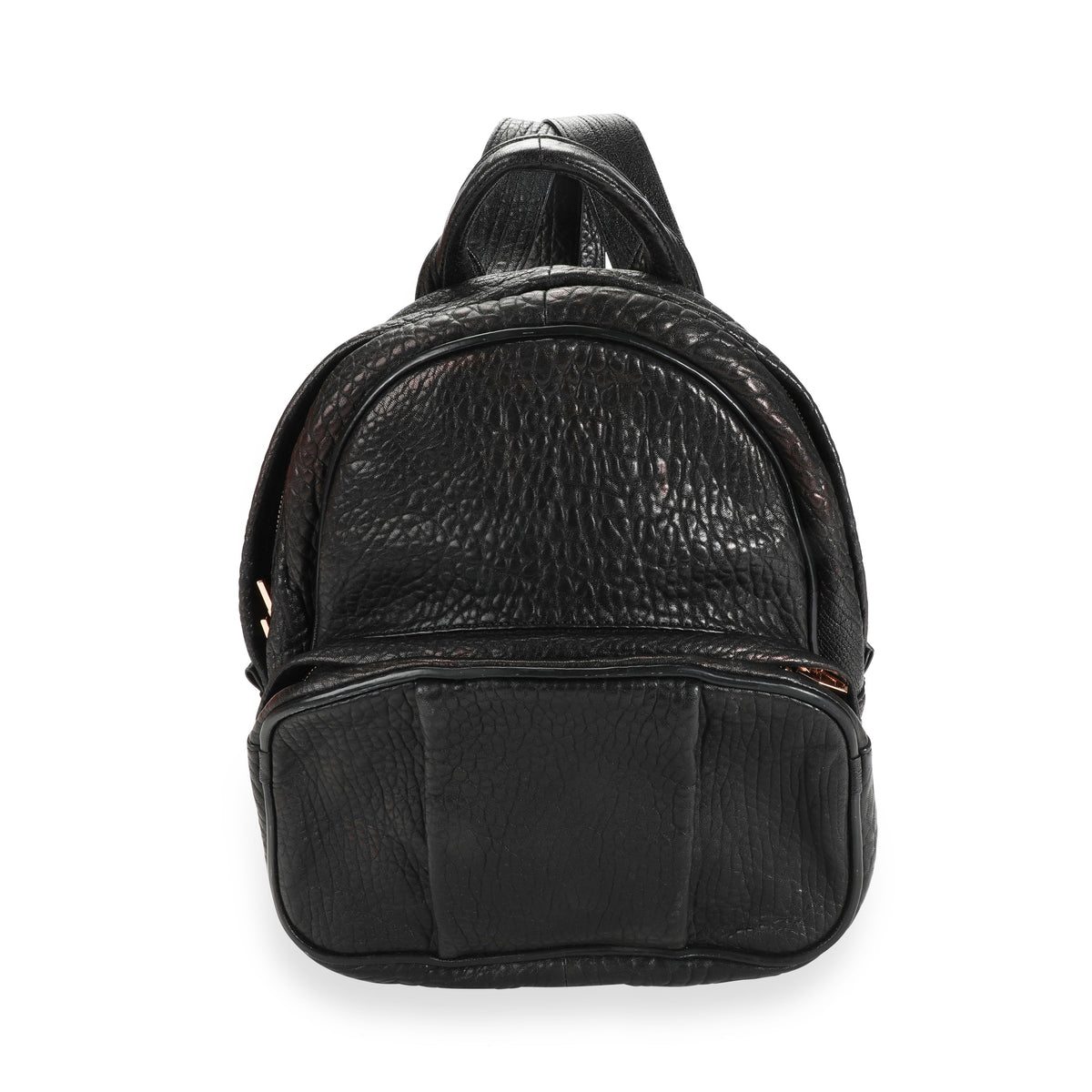 Alexander Wang Black Pebbled Leather Rose Gold-Studded Dumbo Backpack Alexander Wang Black Pebbled Leather Rose Gold-Studded Dumbo Backpack