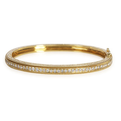 Penny Preville Engraved Diamond Bangle in 18K Yellow Gold 0.88 CTW