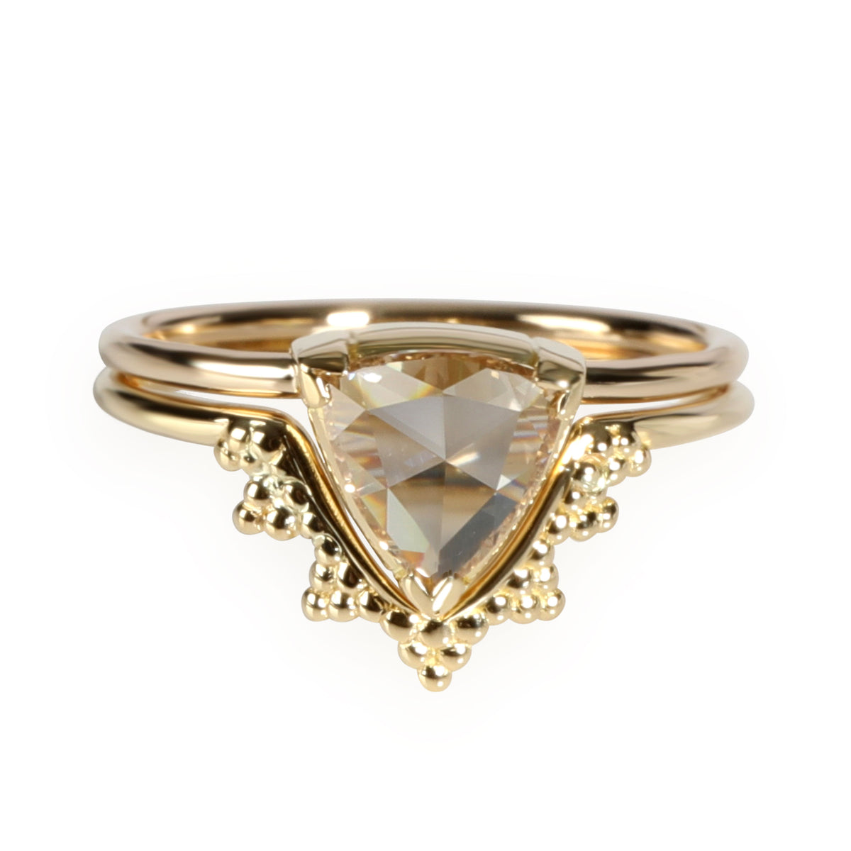 Natalie Marie Triangular Faceted Champagne Diamond  in 18K Yellow Gold VS1