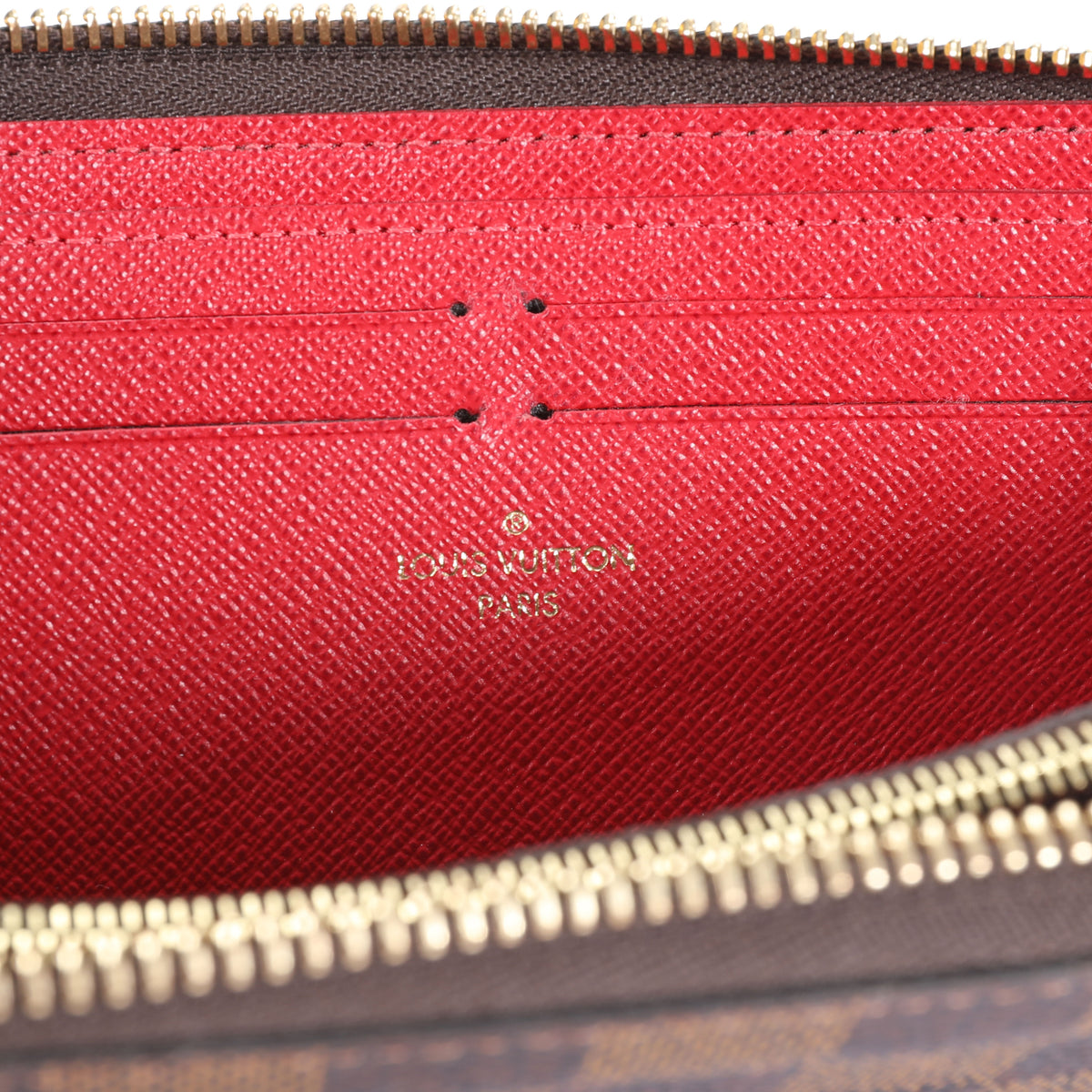 Louis Vuitton, Bags, Authentic Louis Vuitton Damier Ebene Clemence Wallet  Cherry