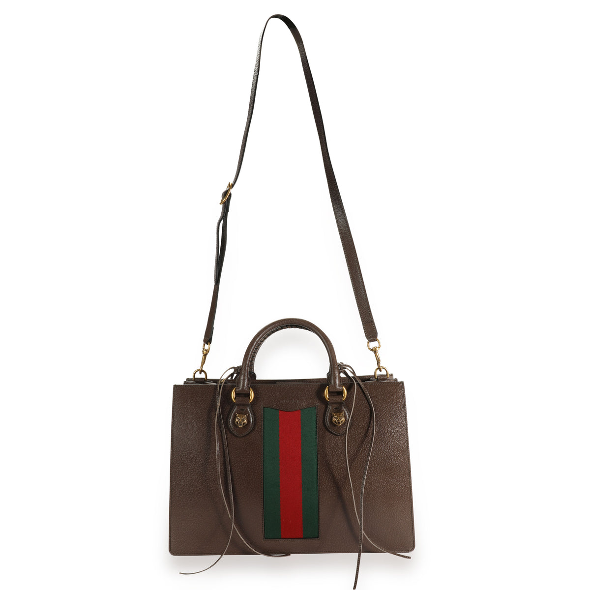 Gucci Brown Leather & Web Large Animalier Tote