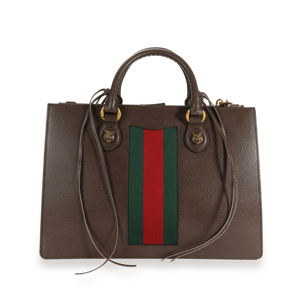 Gucci Brown Leather & Web Large Animalier Tote