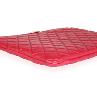 Chanel Raspberry Quilted Lambskin Large Boy O Case