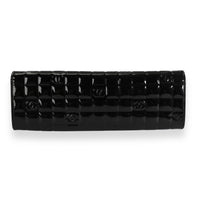 Chanel Black Patent Leather Chocolate Bar-Quilted Clutch