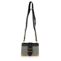 Prada Black Saffiano & Mercurio City Calf Leather Cahier Bag