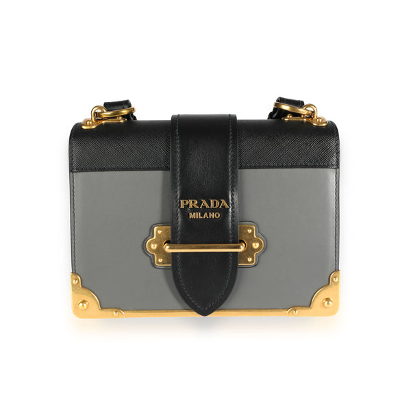 Prada Black Saffiano & Mercurio City Calf Leather Cahier Bag by WP