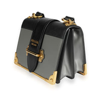 Prada Black Saffiano & Mercurio City Calf Leather Cahier Bag