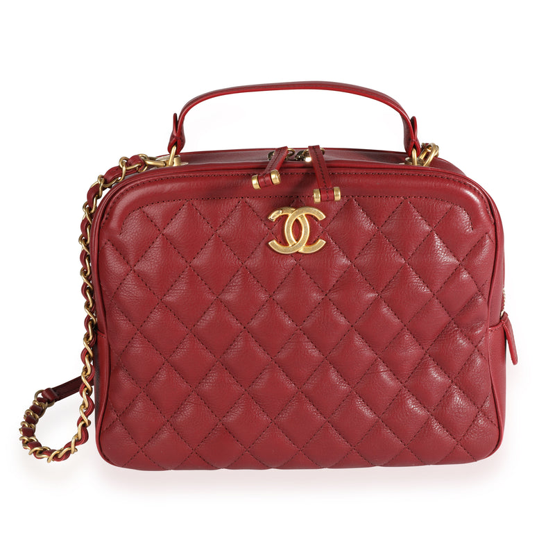 Chanel Burgundy Quilted Calfskin Leather Medium Vanity Case