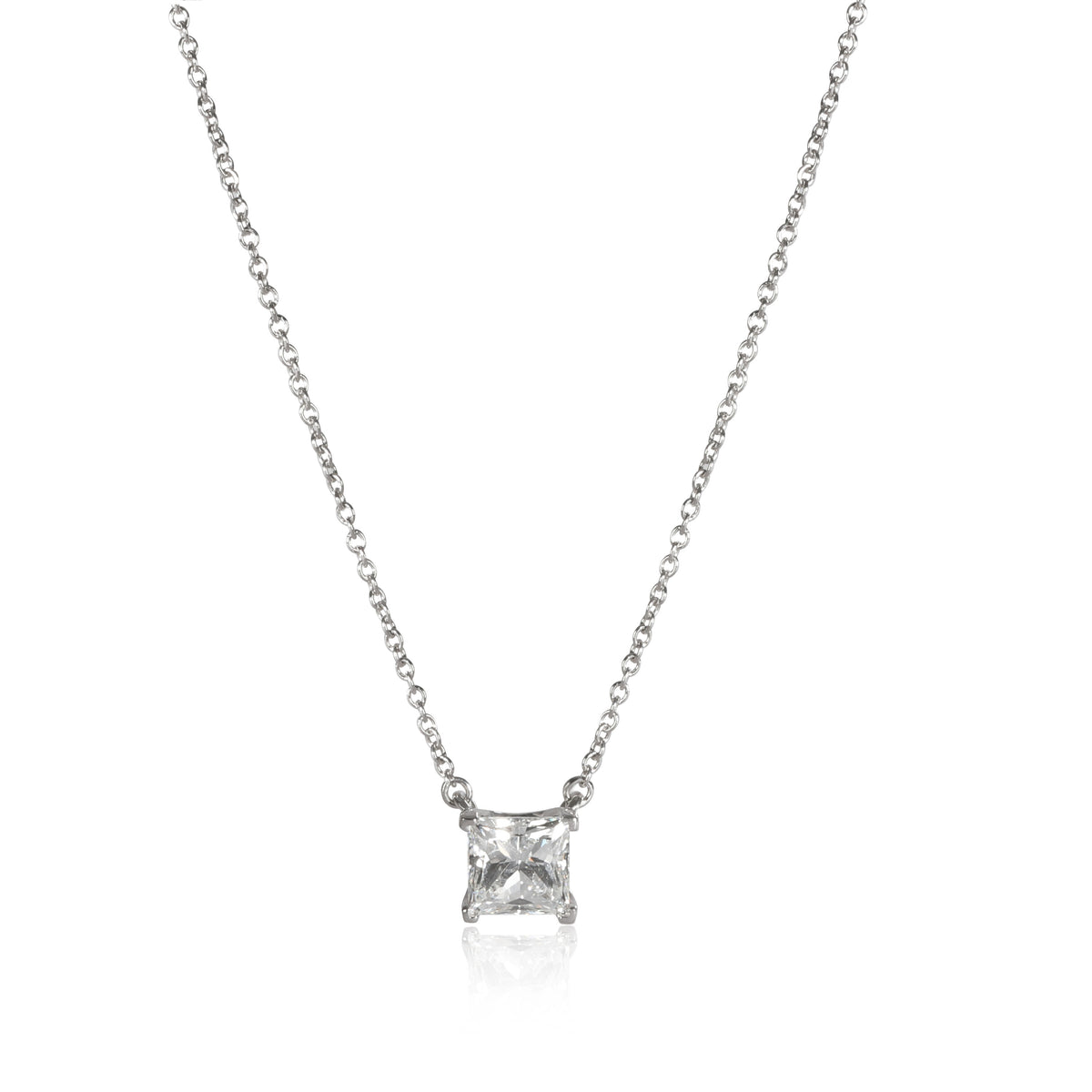 Tiffany & Co.  Solitaire Princess Cut Diamond Pendant in Platinum 1.00 CTW