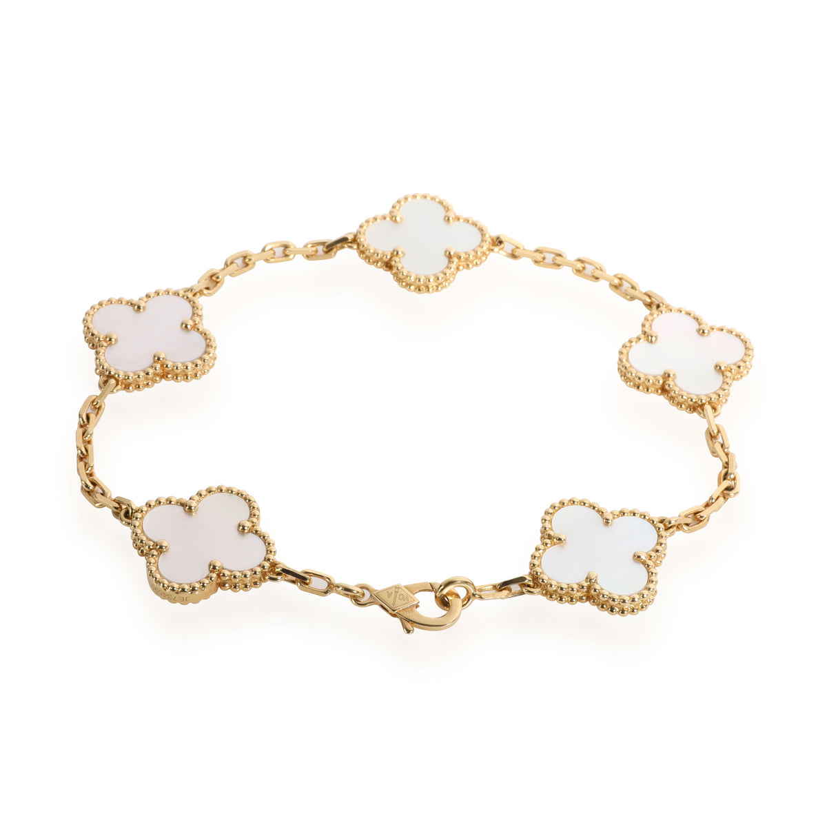 Van Cleef & Arpels Vintage Alhambra Mother Of Pearl Bracelet in 18K Yellow Gold