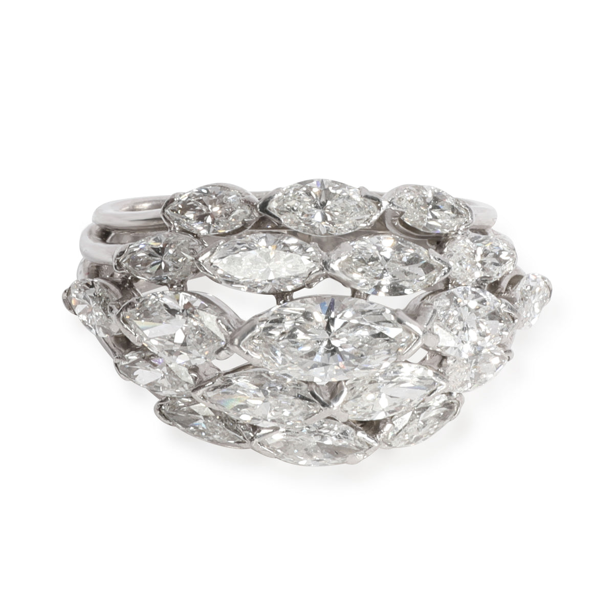 Hammerman Bro Vintage Marquise Diamond Ring in Platinum 4.55 CTW
