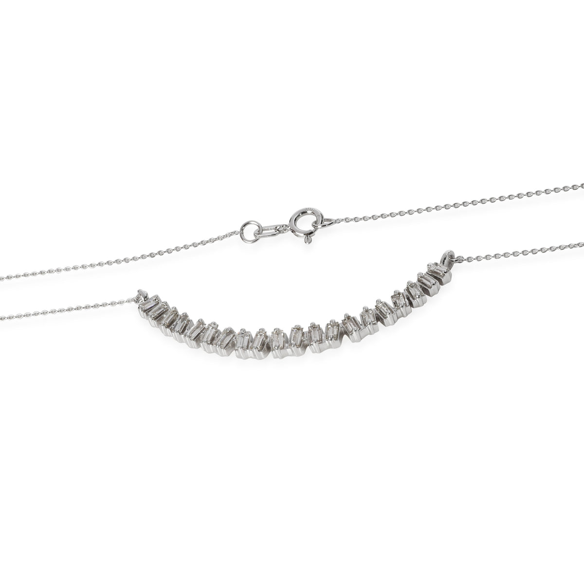 Baguette Smile Diamond Necklace in 10K White Gold F-G SI2-I1 0.75 CTW