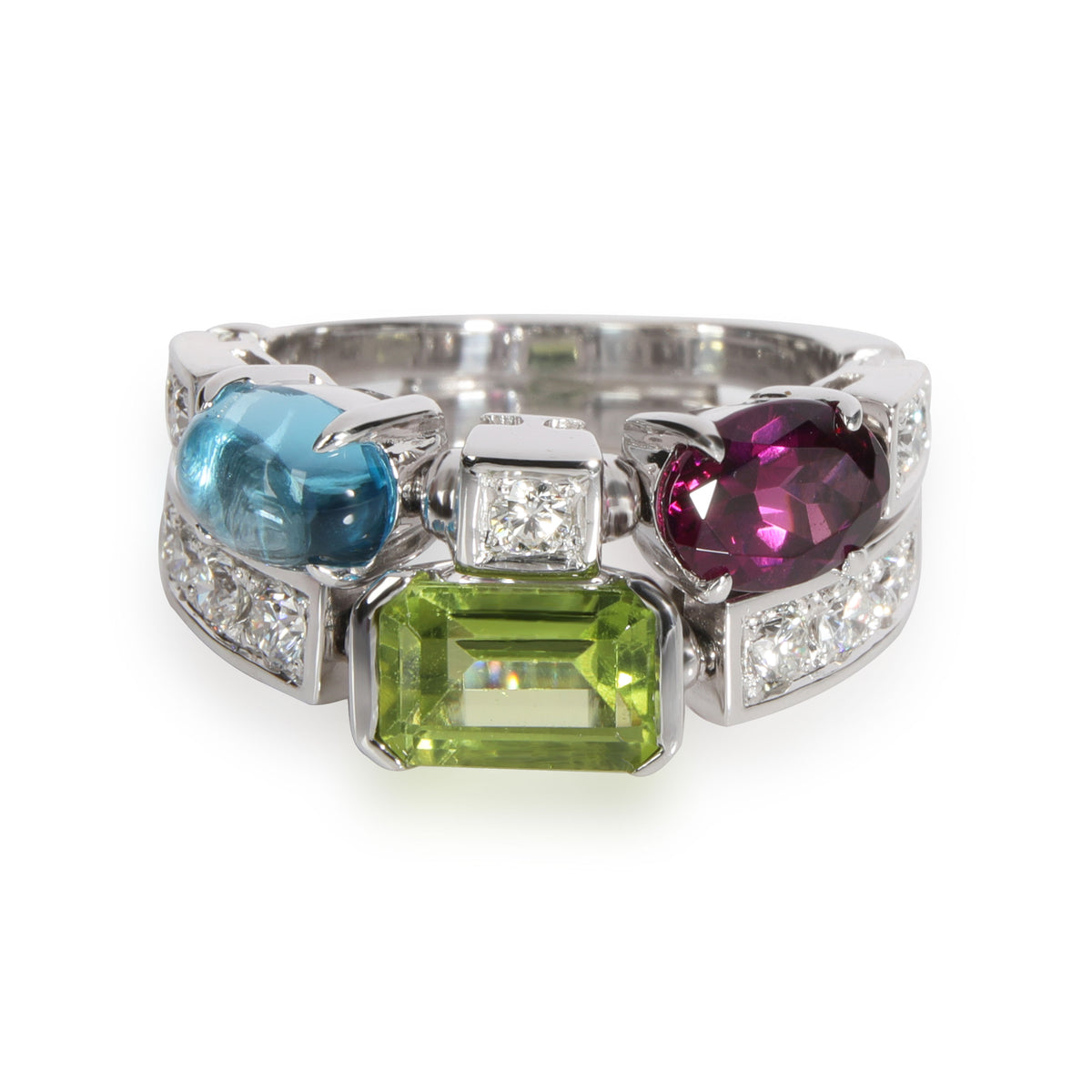 Bulgari Allegra Diamond Gemstone Ring in 18K White Gold F-G VS
