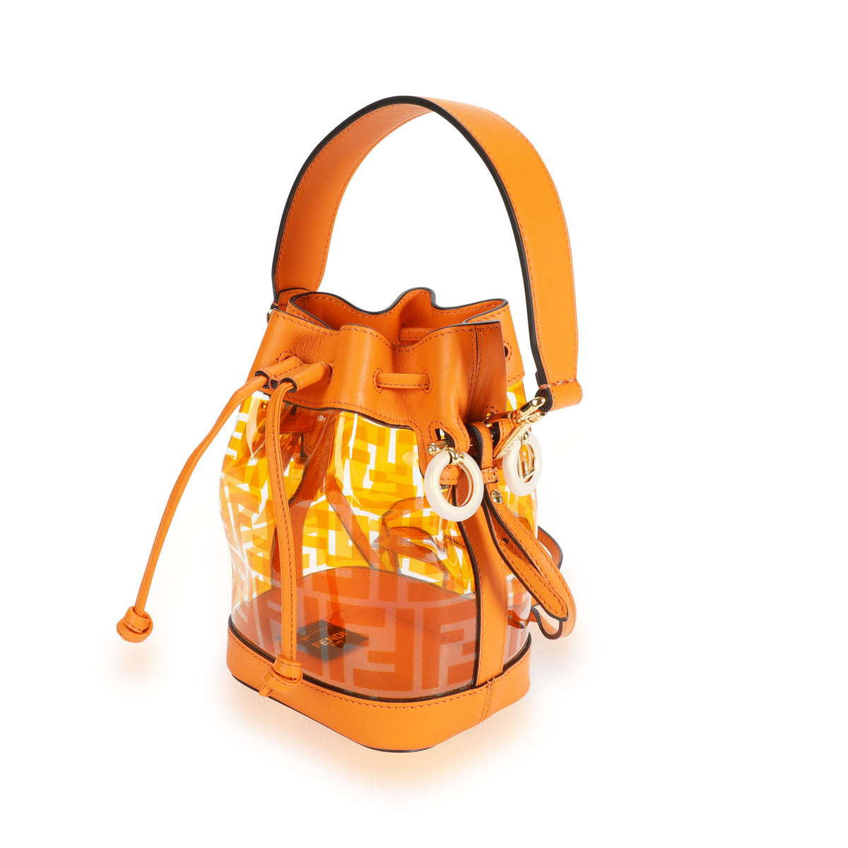 Fendi Orange Leather & Plexi Zucca Mini Mon Tresor Bag