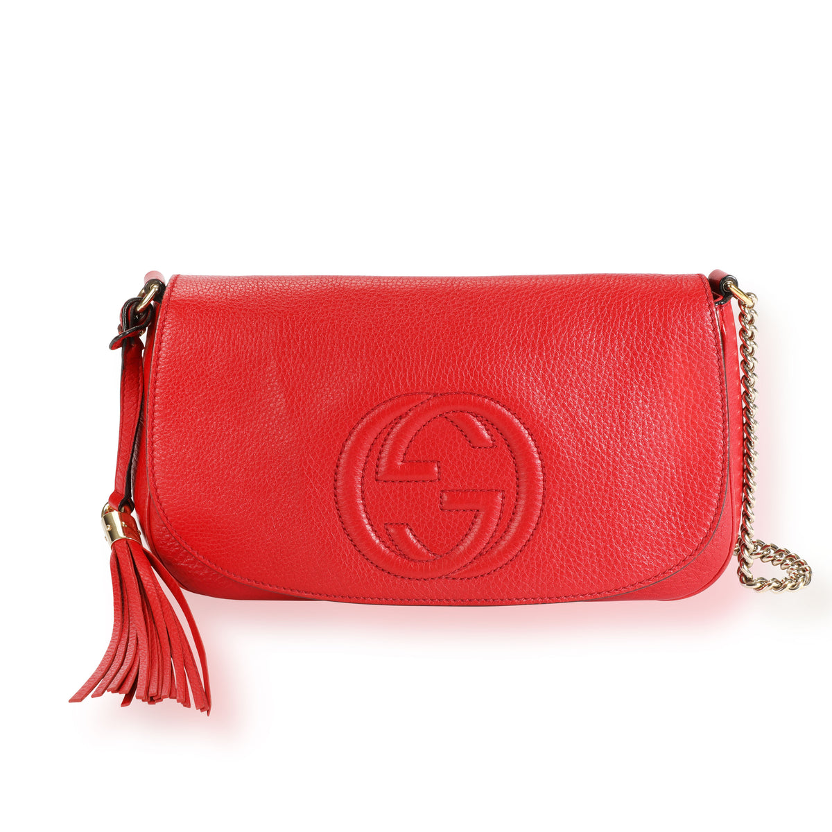 Gucci Red Pebbled Leather Medium Soho Chain Bag