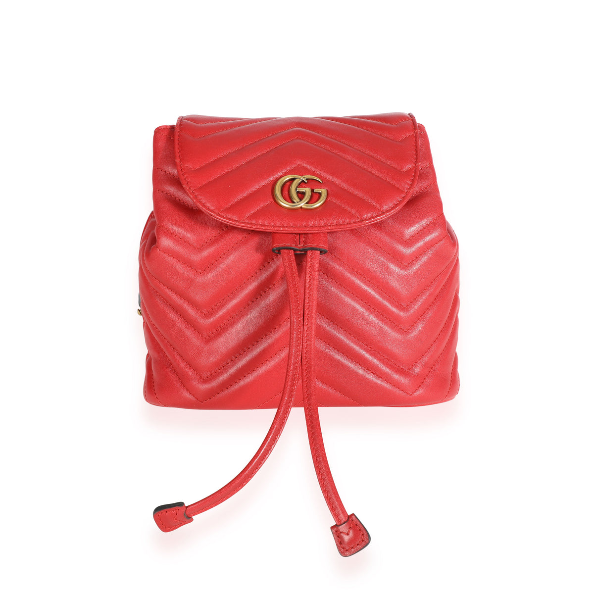 Gucci Red Matelassé Leather GG Marmont Mini Backpack