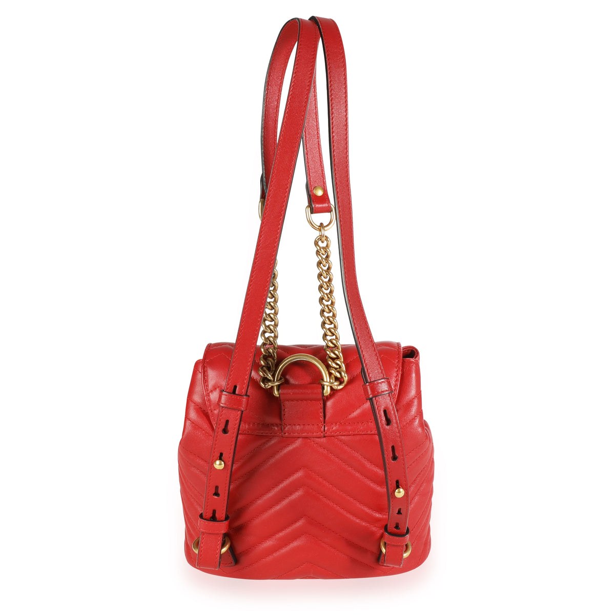 Gucci Red Matelassé Leather GG Marmont Mini Backpack | myGemma