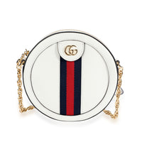 Gucci White Leather & Web Round Ophidia Mini Bag