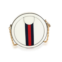 Gucci White Leather & Web Round Ophidia Mini Bag