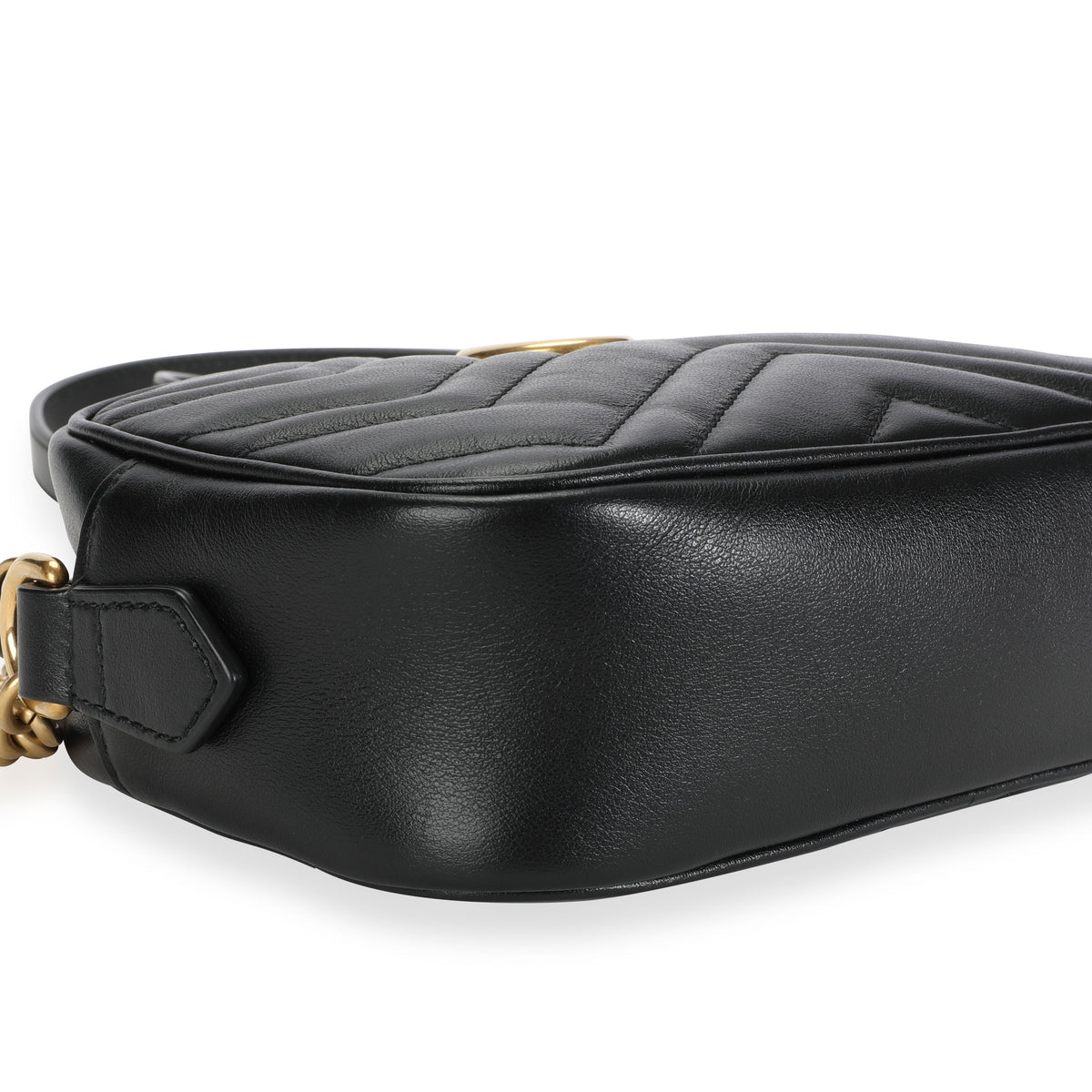 Gucci Black Matelassé Leather Small GG Marmont Shoulder Bag