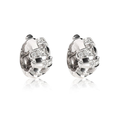 Tiffany Vannerie Basket Weave Huggie Diamond Earrings in 18K White Gold 0.40ct