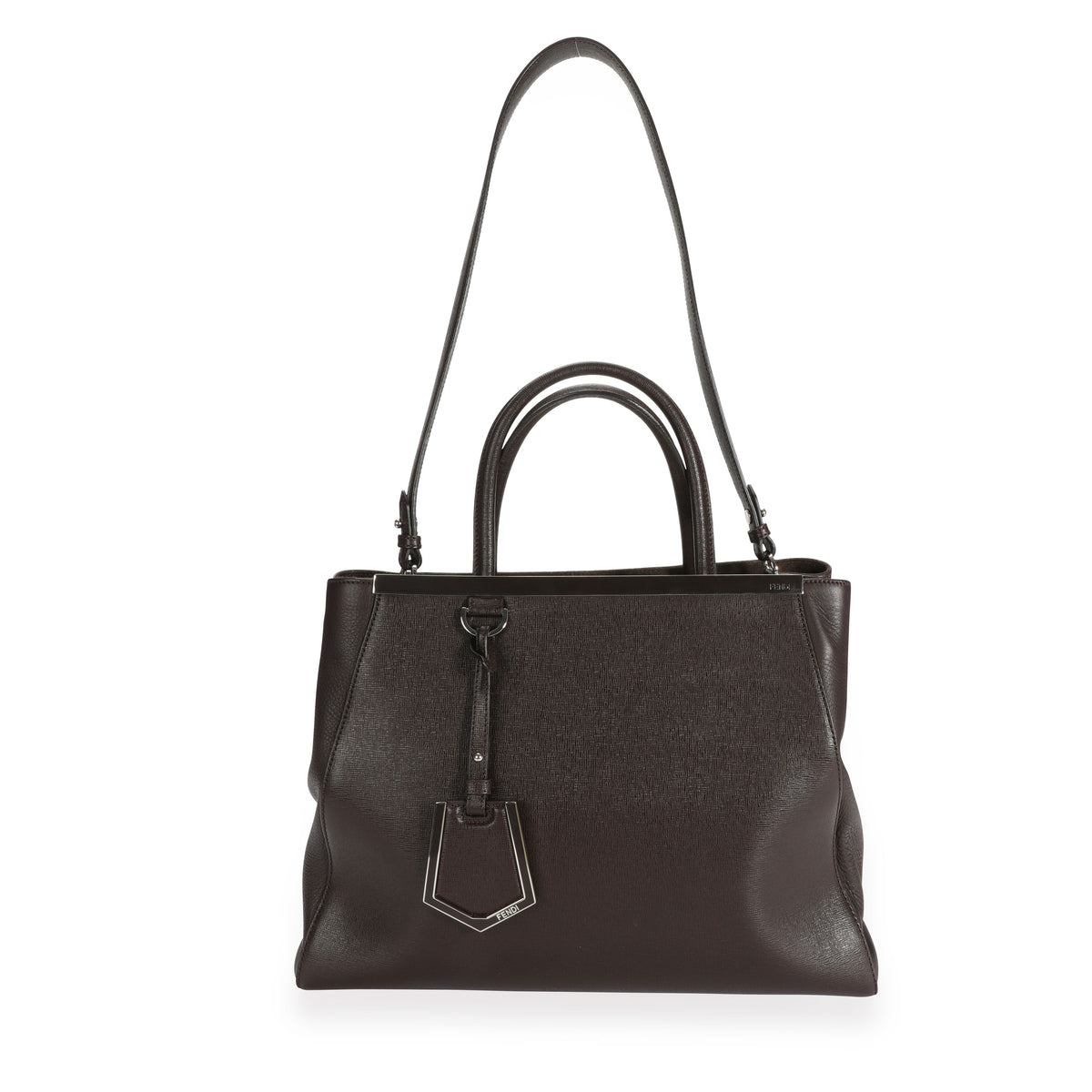 Fendi Brown Vitello Elite Leather Medium 2Jours Bag