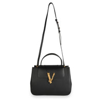 Versace Black Leather Virtus Top Handle Bag