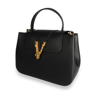 Versace Black Leather Virtus Top Handle Bag