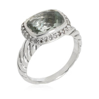 David Yurman Noblesse Prasiolite Diamond Ring in Sterling Silver 0.15 C