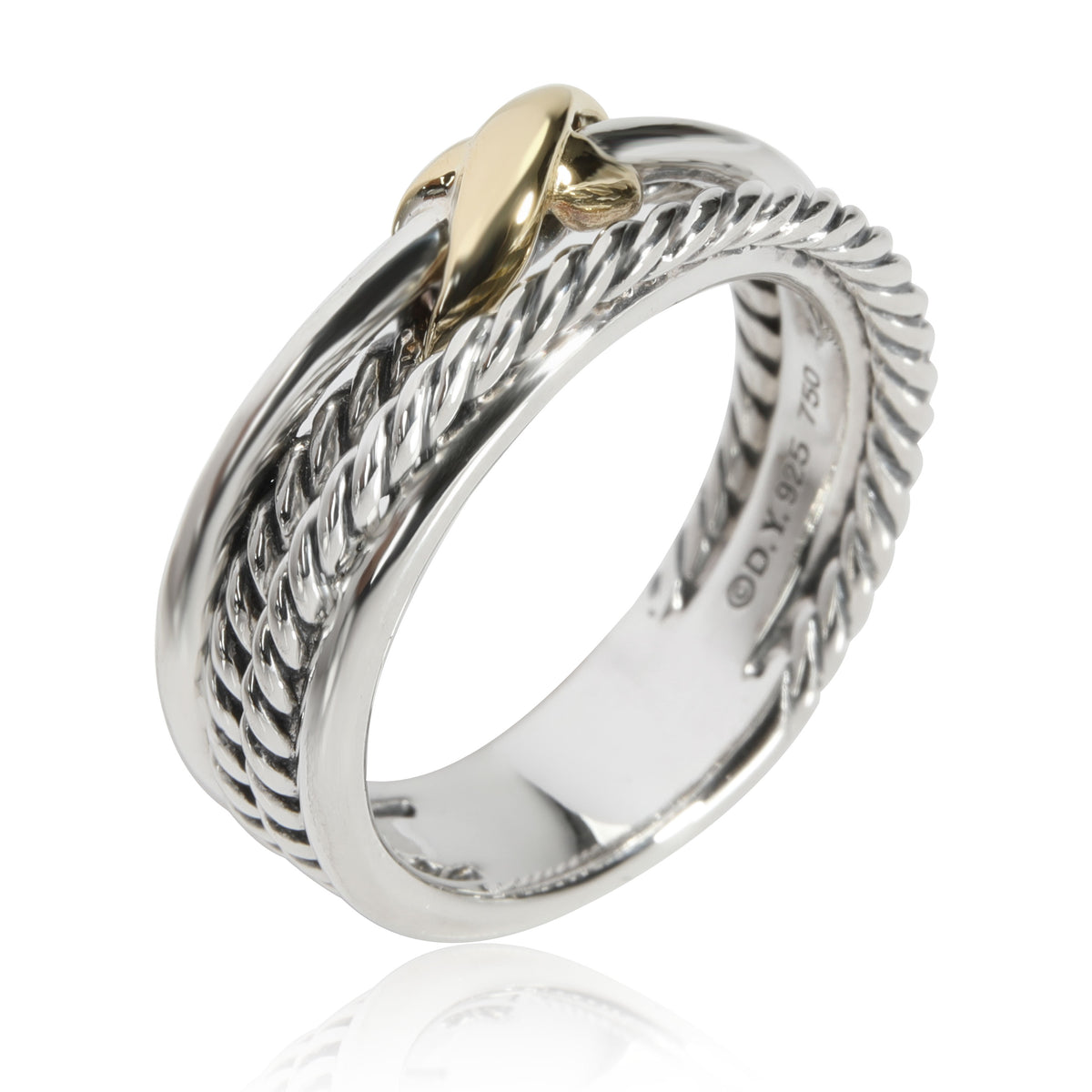 David Yurman Crossover Band in 18K Yellow Gold/Sterling Silver