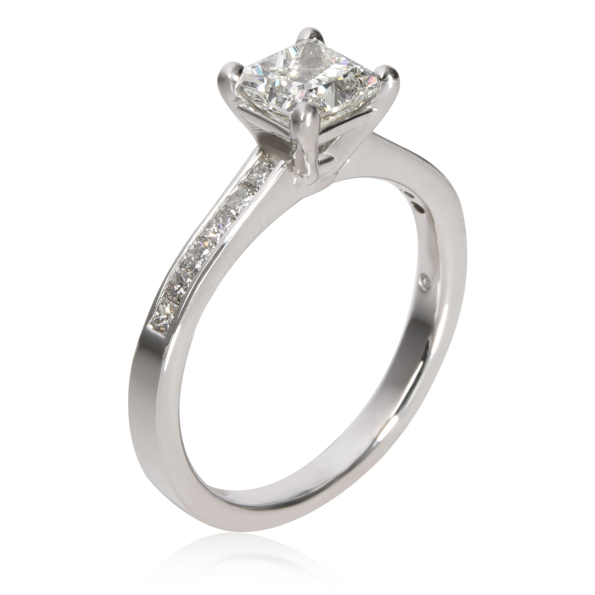Blue Nile Princess Diamond Engagement Ring in 14K White Gold H VS2 1.20 CTW